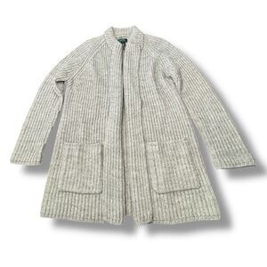 Lauren Ralph Lauren Alpaca Blend Wool Knit Cardigan Coat Cream Women’s Size M